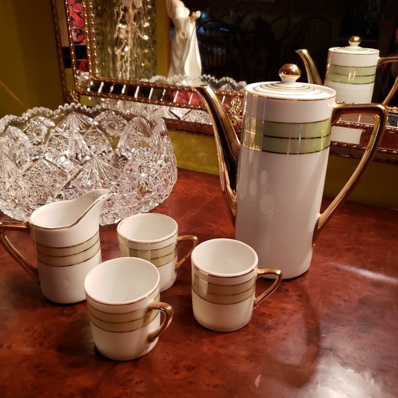 DEMITASSE ESPRESSO COFFEE POT SET 3 CUPS  CREAMER - Picture 2 of 8